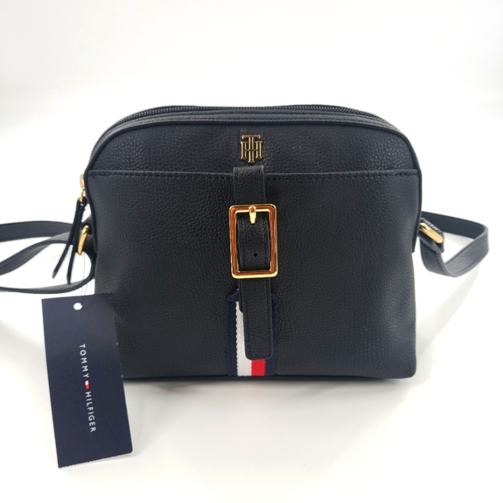 Tommy Hilfiger 69J1019 001 Buckle Accent Black  Dome Crossbody Bag
